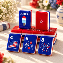 Mahjong Set, Mini Acrylic Set, American style, Red and Blue Acrylic Mahjong Tiles with Flag and Star Designs, Birthday or Christmas Gift for