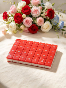 Mahjong Set, Mini Acrylic Set, American style, Red and Blue Acrylic Mahjong Tiles with Flag and Star Designs, Birthday or Christmas Gift for