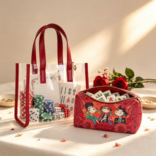 Storage Bag, Mahjong Bag, Mahjong Set, Red Transparent PVC Jelly Handbag for Game Night, Birthday or Christmas Gift for Mahjong Player