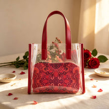 Storage Bag, Mahjong Bag, Mahjong Set, Red Transparent PVC Jelly Handbag for Game Night, Birthday or Christmas Gift for Mahjong Player