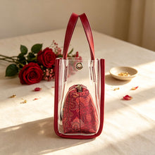 Storage Bag, Mahjong Bag, Mahjong Set, Red Transparent PVC Jelly Handbag for Game Night, Birthday or Christmas Gift for Mahjong Player