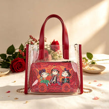 Storage Bag, Mahjong Bag, Mahjong Set, Red Transparent PVC Jelly Handbag for Game Night, Birthday or Christmas Gift for Mahjong Player