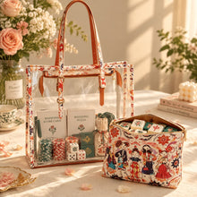 Storage Bag, Mahjong Bag, Mahjong Set, Clear Orange Floral Jelly Style Tote for Game Night, Birthday or Christmas Gift