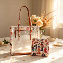 Storage Bag, Mahjong Bag, Mahjong Set, Clear Orange Floral Jelly Style Tote for Game Night, Birthday or Christmas Gift