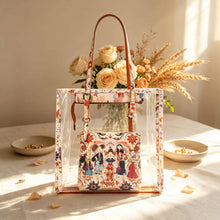 Storage Bag, Mahjong Bag, Mahjong Set, Clear Orange Floral Jelly Style Tote for Game Night, Birthday or Christmas Gift
