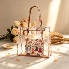 Storage Bag, Mahjong Bag, Mahjong Set, Clear Orange Floral Jelly Style Tote for Game Night, Birthday or Christmas Gift