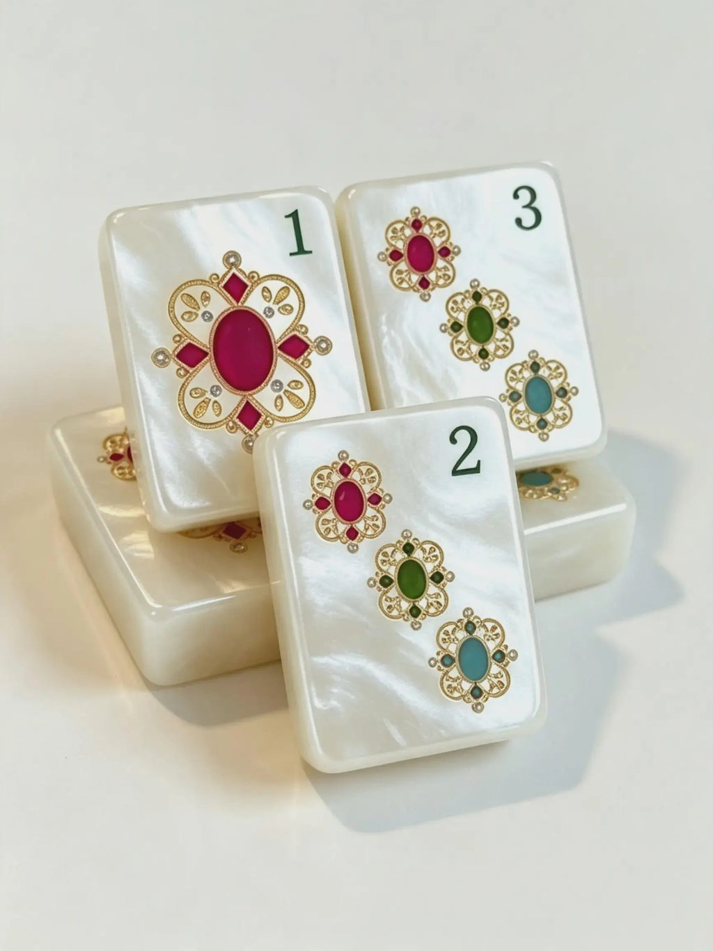 Baroque Pearl Acrylic Travel Tile Game with White Base