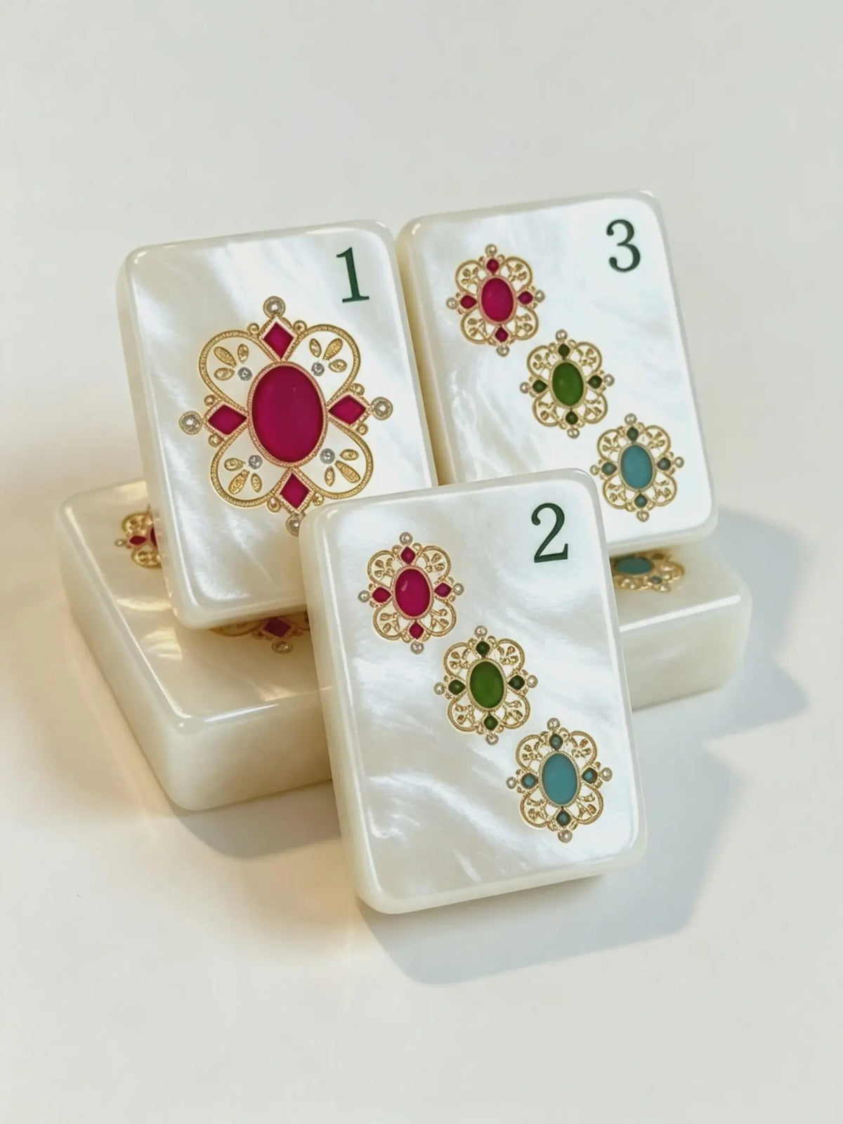 Pearlescent American Mahjong Set, Baroque Jewel White Decorative Mahjong Tiles, Gift for Mom, Home Game Night, Birthday or Christmas Gift