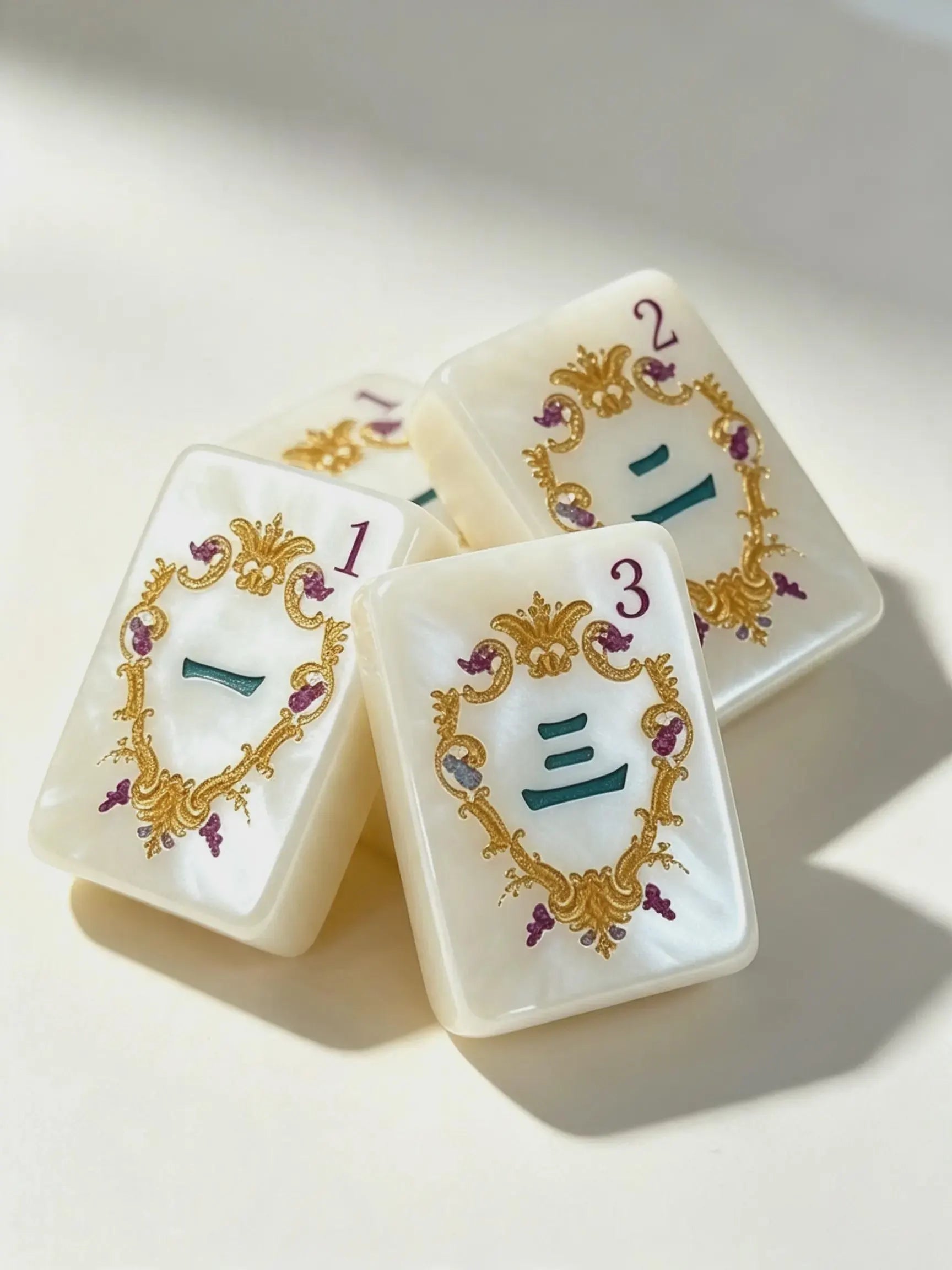 Baroque Pearl Acrylic Travel Tile Game with White Base