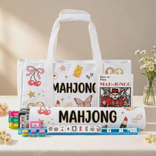 Mahjong Storage Bag Set, 3-Piece Canvas Carrying Bag with Tile Pouch and Rack Bag
