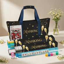 Mahjong Storage Bag Set, 3-Piece Canvas Carrying Bag with Tile Pouch and Rack Bag
