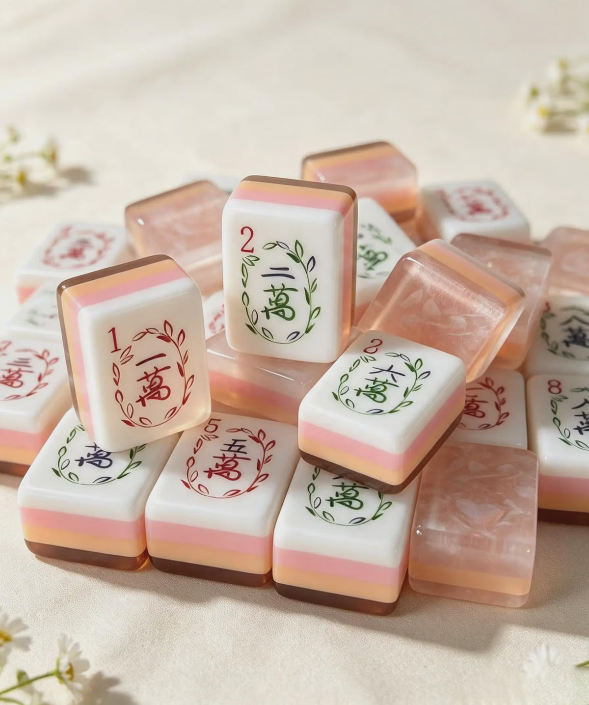 Mahjong Game Set, Acrylic Mahjong Tiles, Mahjong Set, Pink Four-Layer Acrylic American Tile Game, Family Game Night and Birthday Mahjong, 160