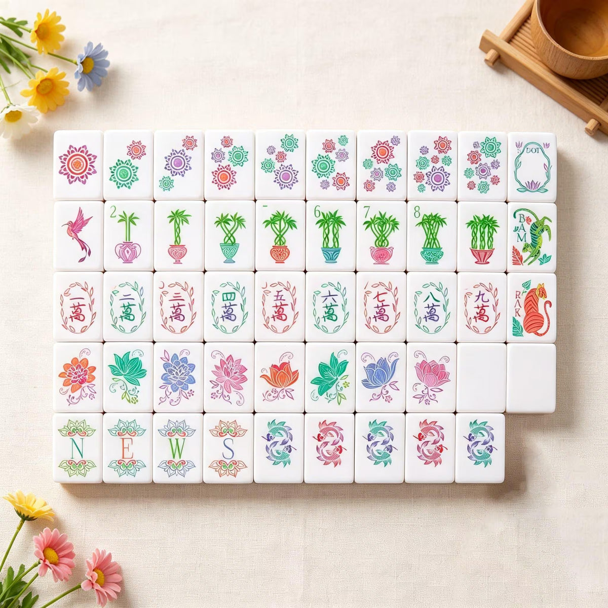 Mahjong Game Set, Acrylic Mahjong Tiles, Mahjong Set, Pink Four-Layer Acrylic American Tile Game, Family Game Night and Birthday Mahjong, 160