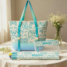 Mahjong Storage Bag Set, 3-Piece Canvas Carrying Bag with Tile Pouch and Rack Bag