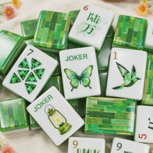 Mahjong Set, Green Butterfly Acrylic American Mahjong Tiles for Home Game Night, Birthday Mahjong Gift, Christmas Mahjong Gift
