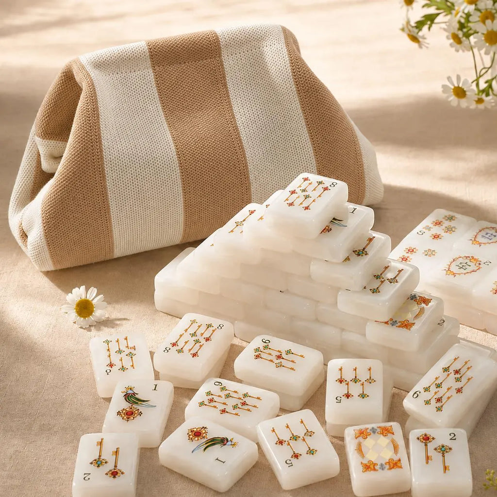Baroque Pearl Acrylic Travel Tile Game with White Base