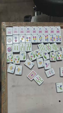 Mahjong Game Set Modern Mahjong Set, Mahjong Set, Light Blue Acrylic Tile Game with Floral Ladybug Design, Modern Home Mahjong Game and Gift
